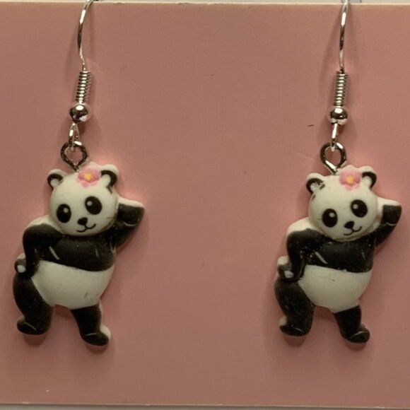 Panda Earring, Panda Bear Jewelry, Gift, Panda Jewelry, Silly Animal Earring - Picture 5 of 9